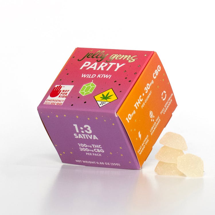 Jelly Gems: THC/CBG 1:3 Wild Kiwi Party (Sativa) - 10pk 400mg