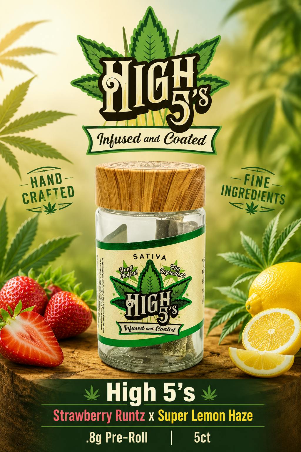 Product High 5's | Strawberry Runtz x Super Lemon Haze | .8g Pre-Roll | 5ct