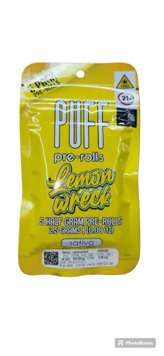 PUFF | Lemon Wreck | Sativa | 5 pack Pre-rolls – 2.5 grams-1