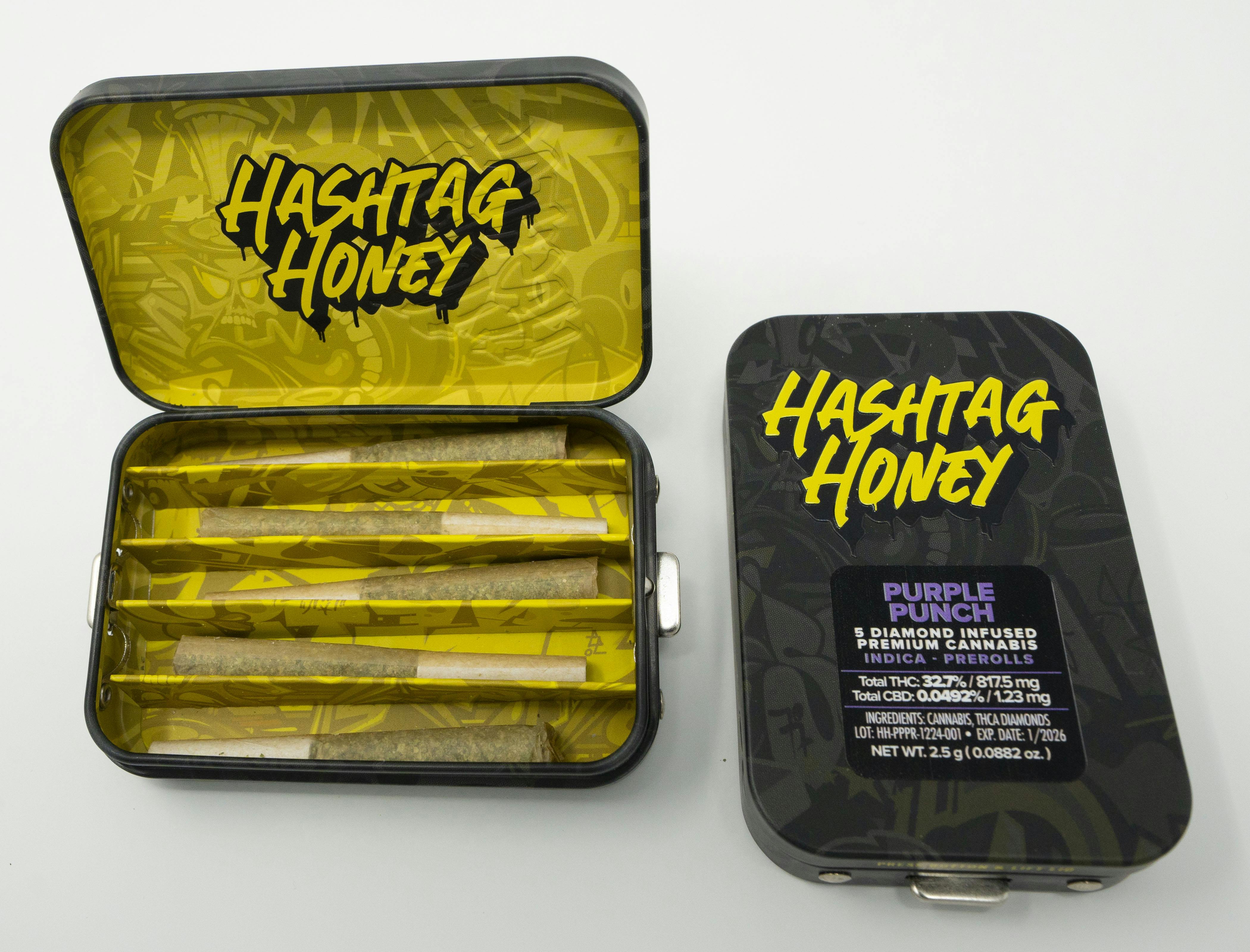 Hashtag Honey | 0.5g 5pk (2.5g) Diamond Infused Pre-Rolls | Purple Punch