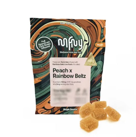 Edibles | MFNY| Live Rosin Gummies |  Peach x Rainbow Beltz | 5mg
