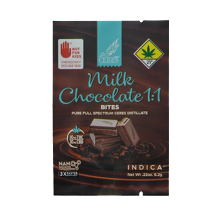 Ceres Garden 10pk Indica Milk Chocolate Bites 1:1 c - Canna4Life