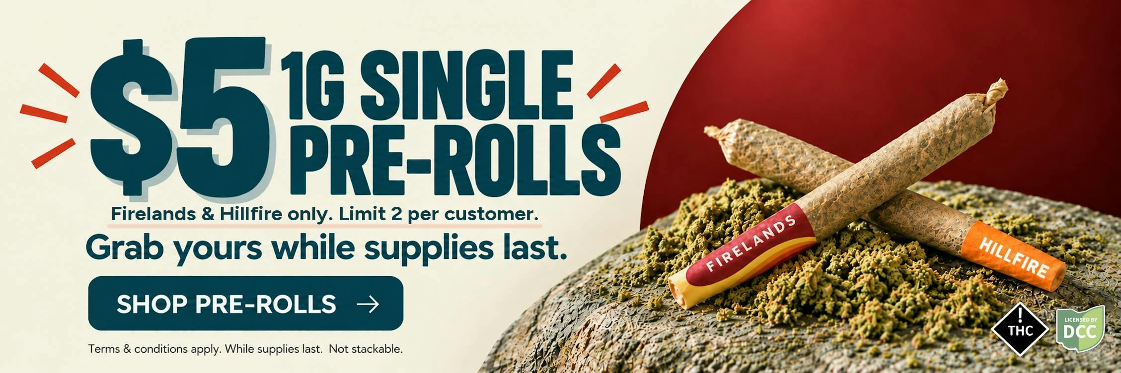 $5 1G SINGLE PRE-ROLLS SALE