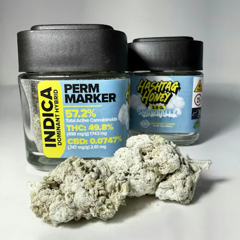 Hashtag Honey Snowballz Perm Marker 3.5g Indica Hybrid by Hashtag Honey, available at Purple Buds Dispensary in Jackson Heights, Queens