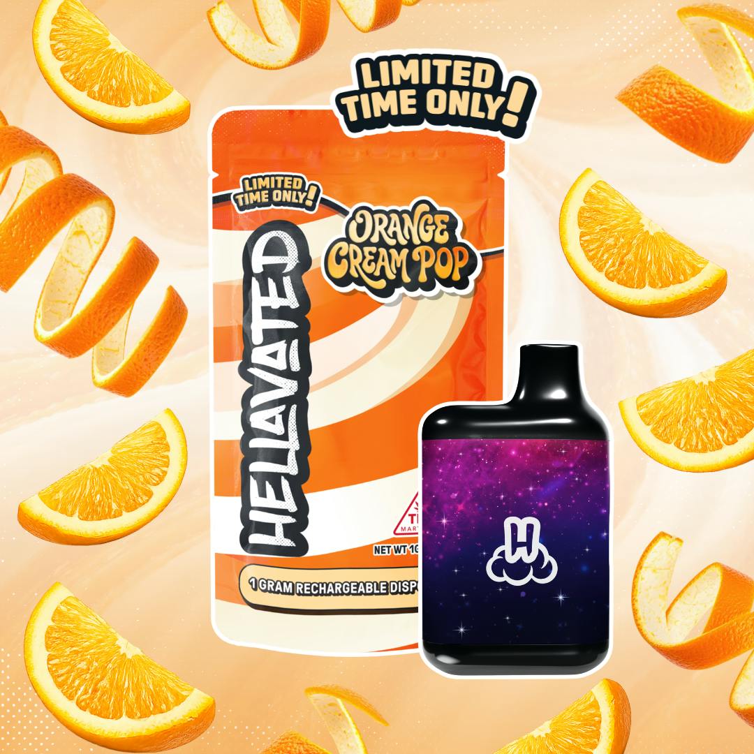 Hellavated Orange Cream Pop Cloud Bar Rechargeable Disposable 1g - Star  Buds Cannabis Dispensaries Cannabis Dispensary in NY, MD, MS, IL, OK