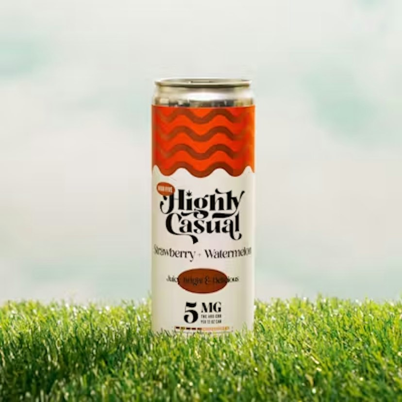 HIGHLY CASUAL HIGH FIVE | 5MG (1:1) SELTZER | STRAWBERRY + WATERMELON