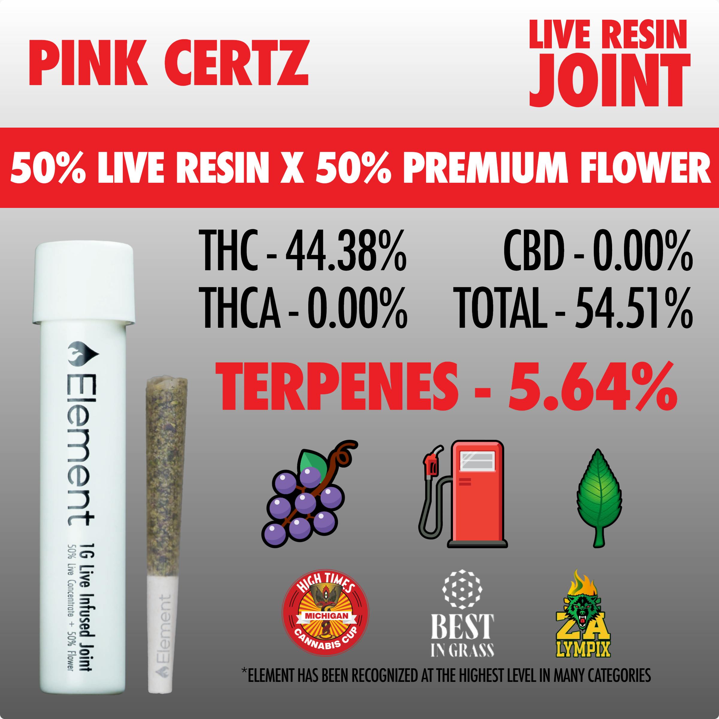 Buy Element x SuperSuper - 1g Live Resin Joint - Pink Certz Pre