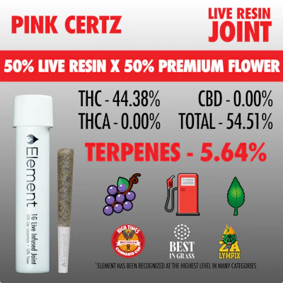 Element x SuperSuper - 1g Live Resin Joint - Pink Certz - PRE_ROLLS by Element at King of Budz