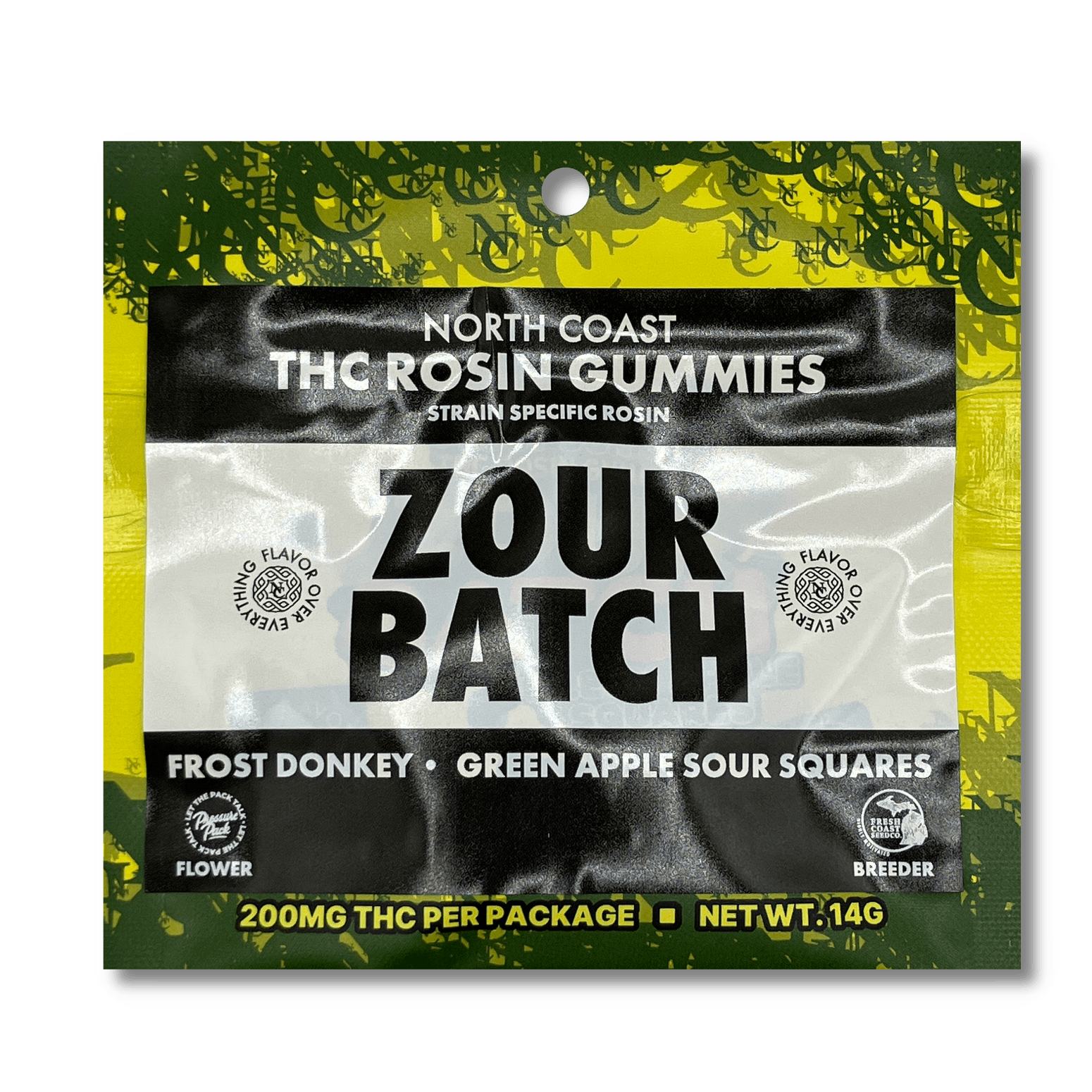Product: Zour Batch | Rosin Gummies - 200mg - Frost Donkey Green Apple