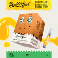 BUDDERFACE | Mr E | 1G | Artisanal Live Resin 510 Disposable Cart - product image at King of Budz