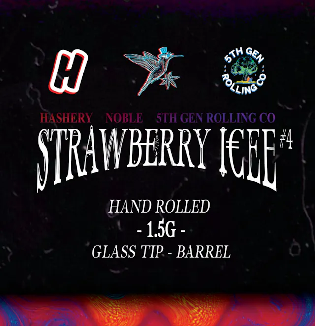 Noble Valley Glass Tip Hand-Roll Strawberry Icee #4 1.5g (sativa hybrid, singles)