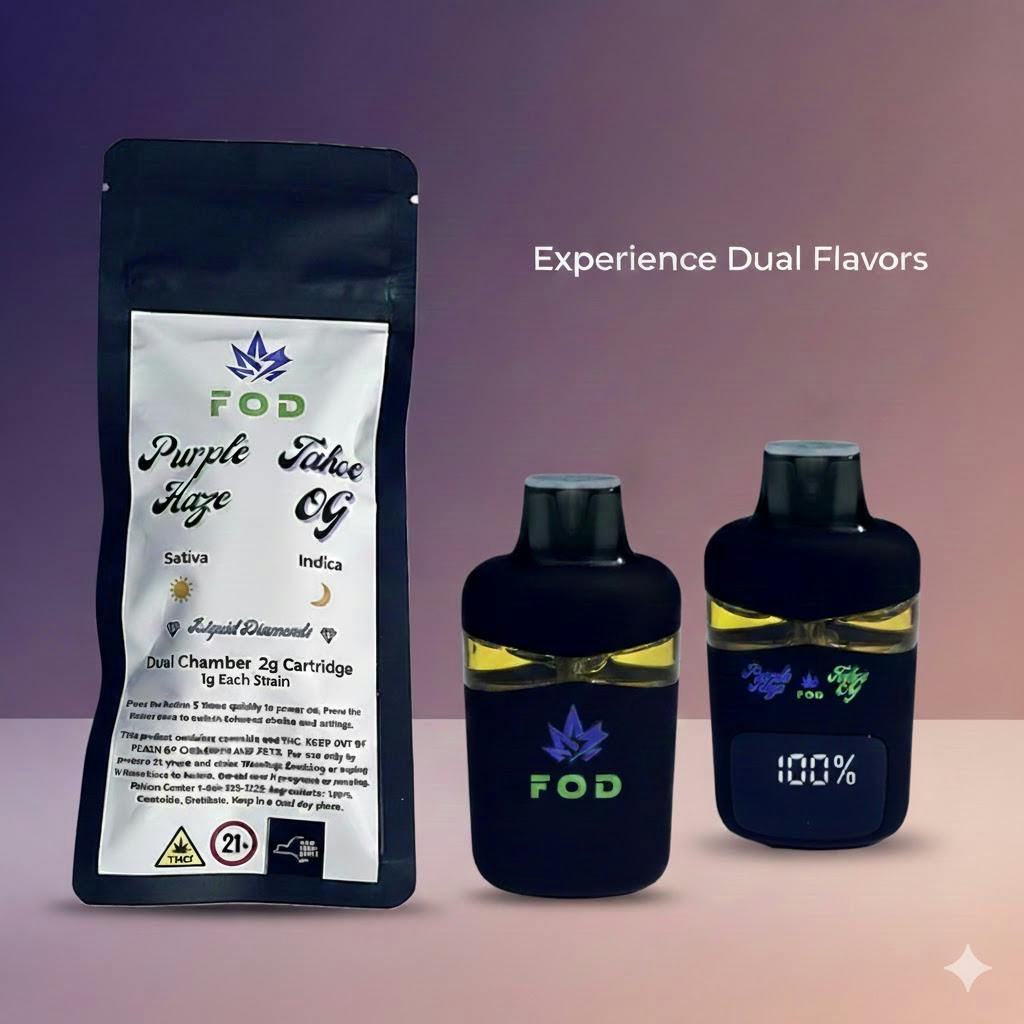 FOD - Purple Haze/Tahoe OG - Dual Chamber Liquid Diamonds Disposable Vape