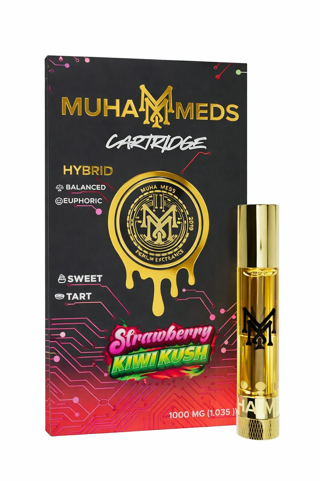 Muha Meds - 1g Cart - Strawberry Kiwi Kush