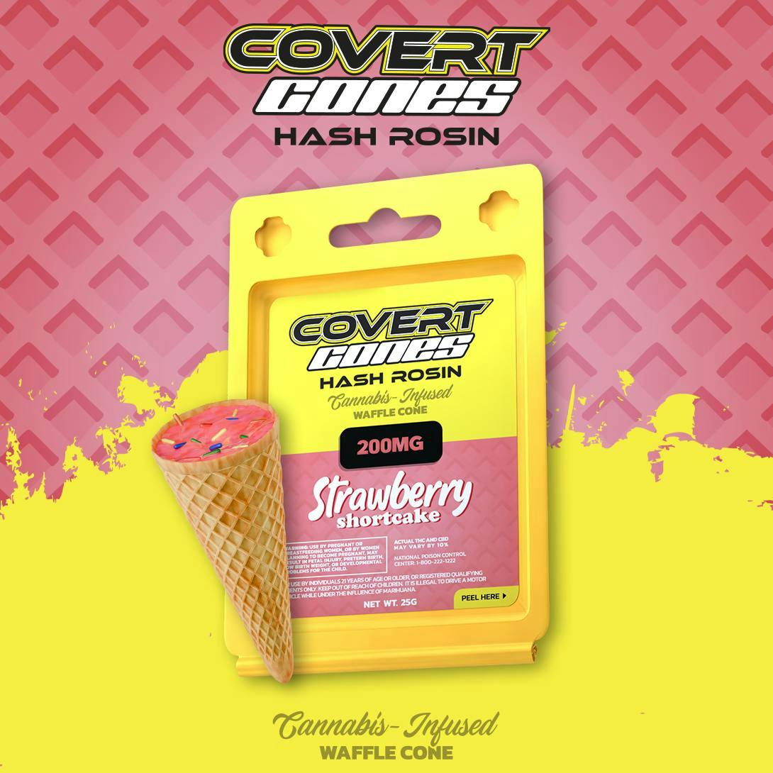 COVERT CONES COVERT CONES | STRAWBERRY SHORTCAKE | HASH ROSIN CONE | 200MG | HYBRID — EDIBLES
