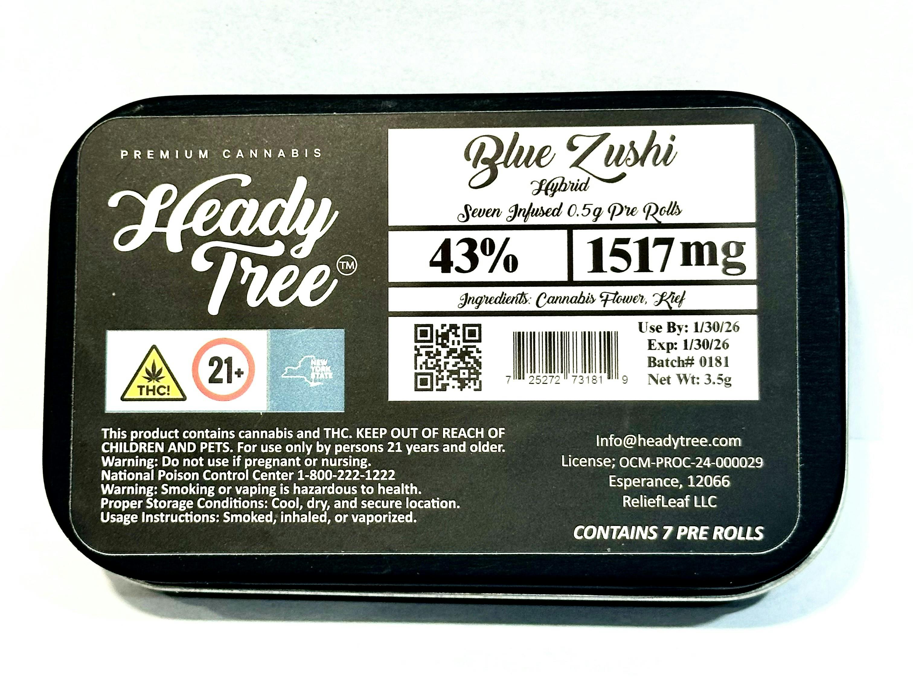 Heady Tree-Shorty's Pre rolls 7pk (0.5g)- Blue Zushi