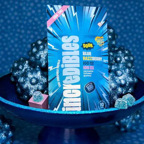 1:1 Sour Blue Razzberry + CBG | Gummies | 10 pack | 100mg THC / 100mg CBG-1