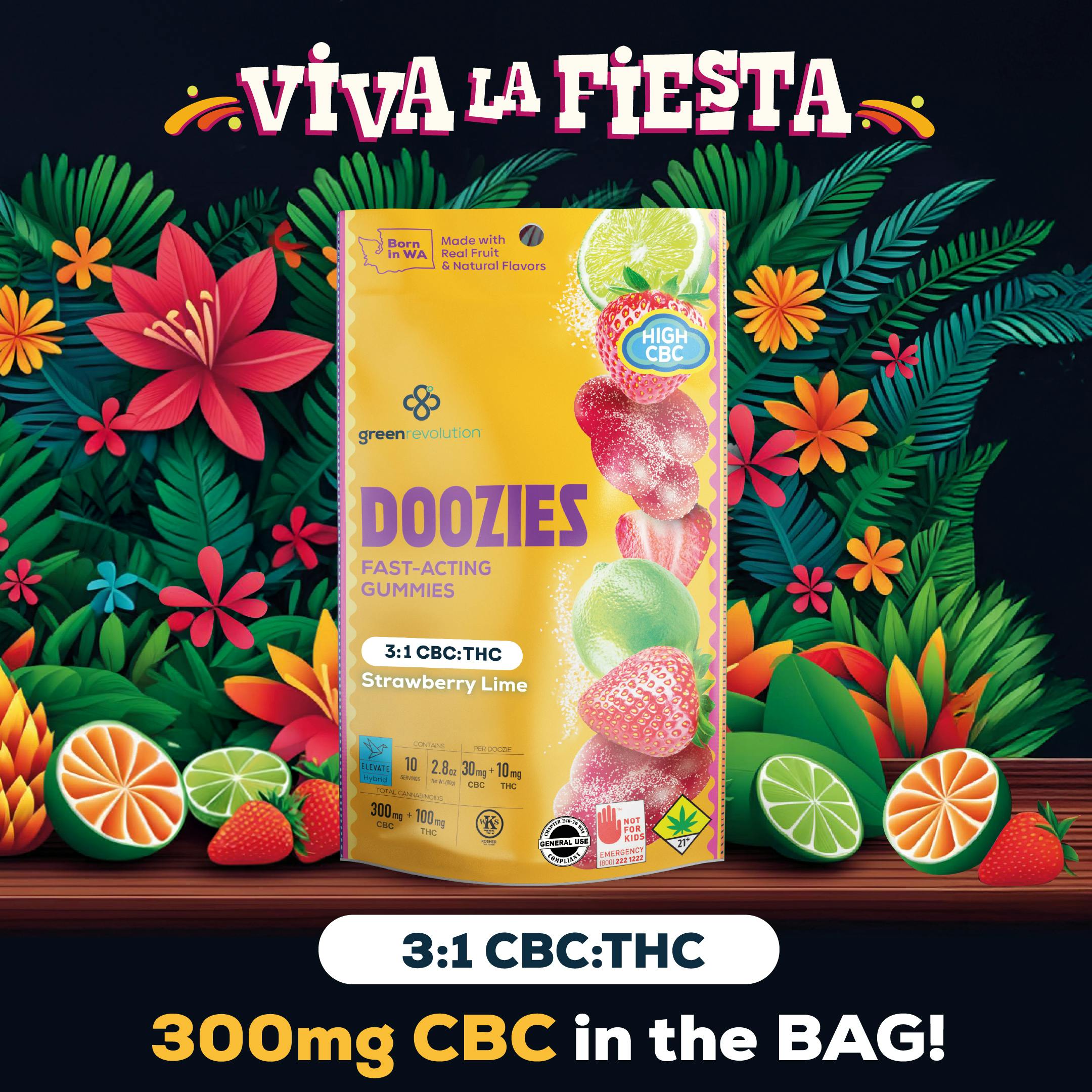 Product Green Revolution - Doozies - Strawberry Lime - 100mg - Gummies