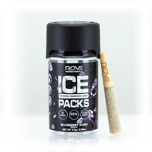 Blueberry Kush | Infused Pre-Roll Ice Packs (Rosin Hash and Diamonds) | 5 Pack | .5g each-active