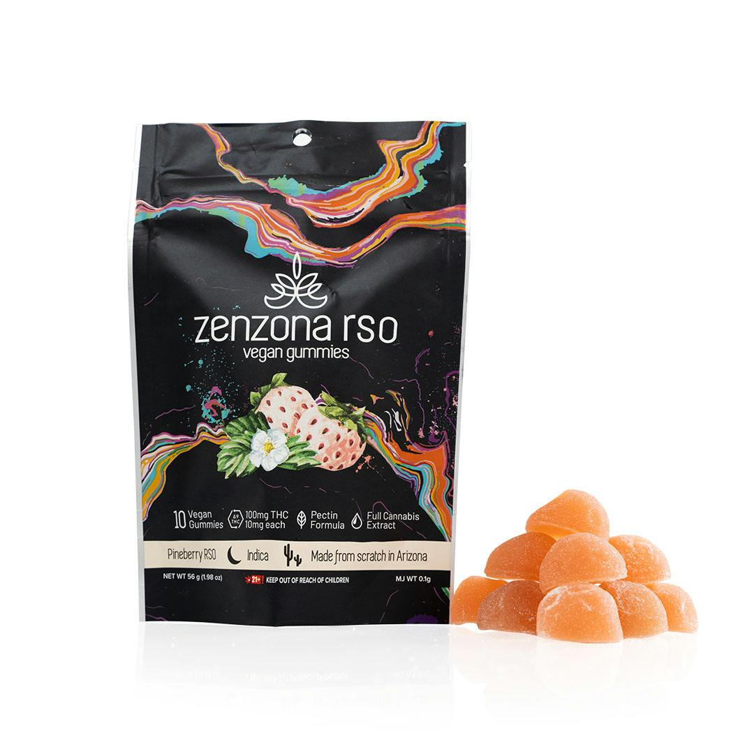 zenzona Vegan Gummies Pineberry 100mg RSO - Indica | D2 Dispensary