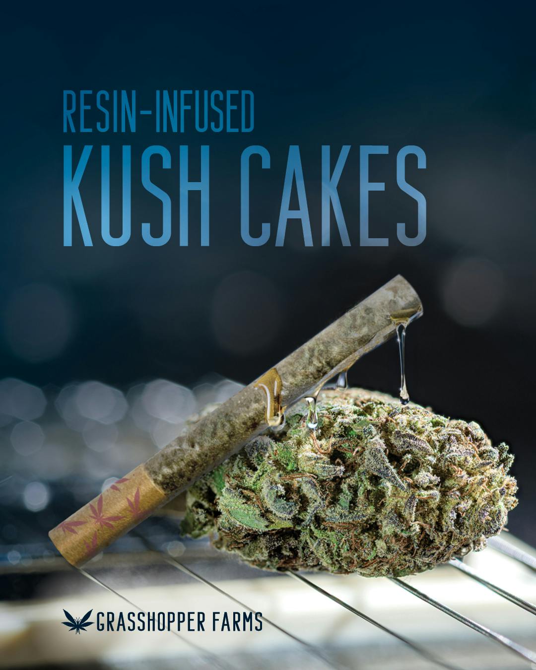 Product: Grasshopper Farms | Kush Cake | Resin Infused Pre-roll Indica