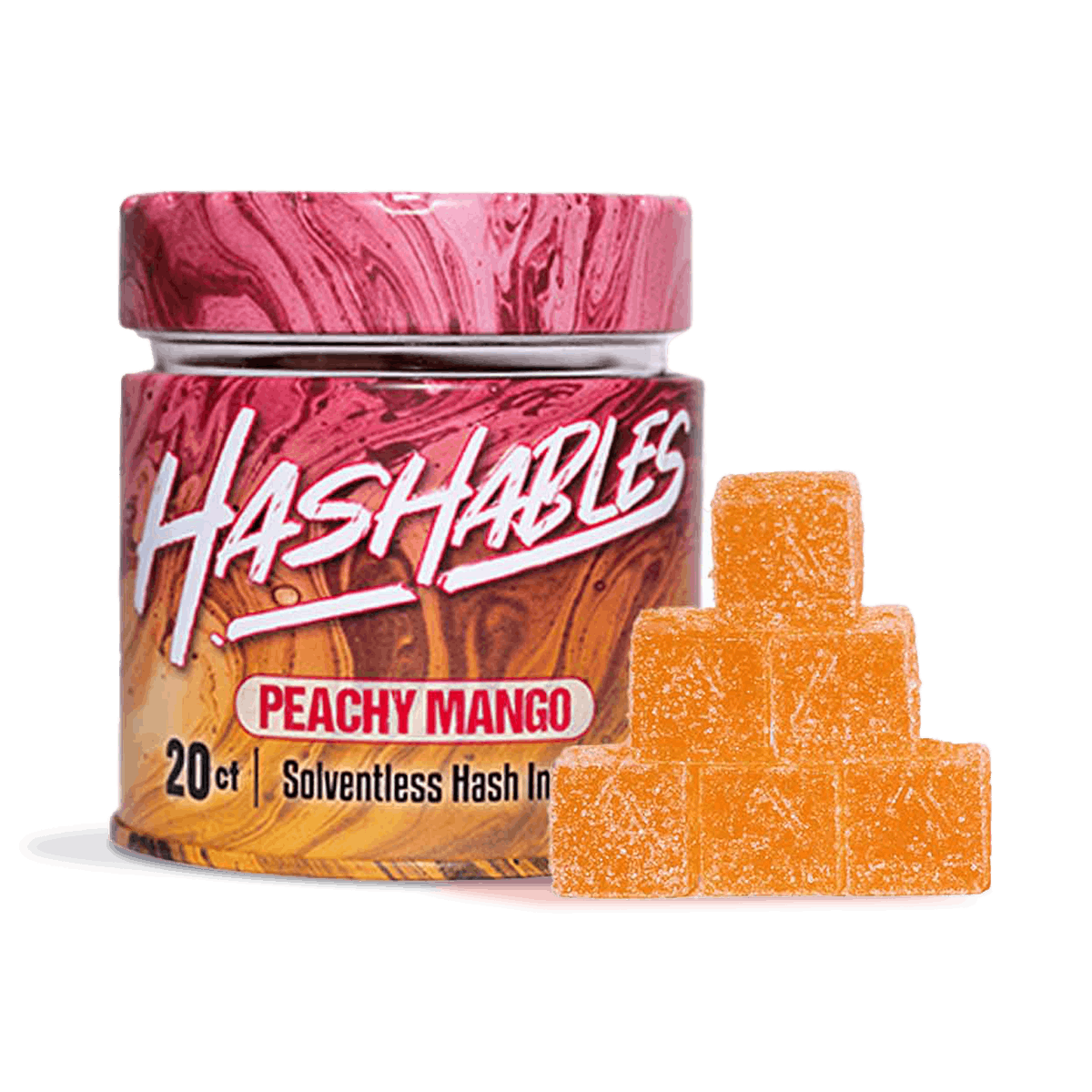 Peachy Mango Hash Infused Gummies 20-pack .1g Edibles | Hashables