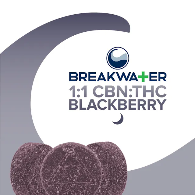 Breakwater Gummies Blackberry 1 CBN : 1 THC 10pk/100mg (indica, 2.8g)