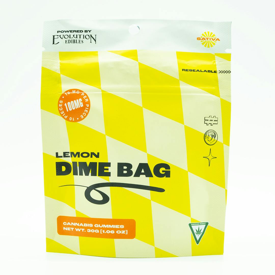 Dime Bag, Lemon, 100mg Gummies
