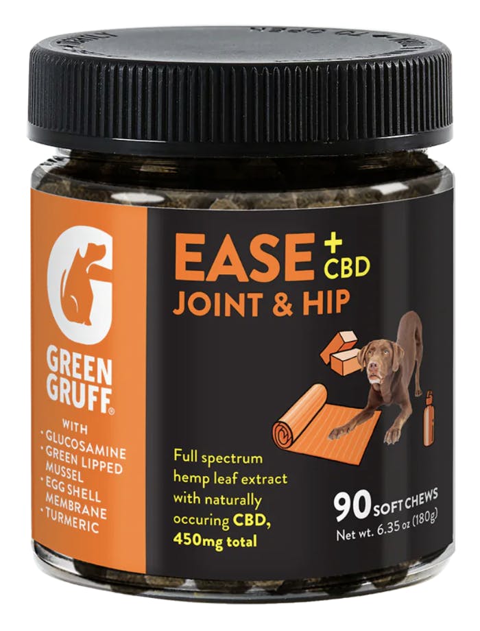 Green Gruff- Ease Plus CBD | Joint & Hip Dog Supplement 90ct