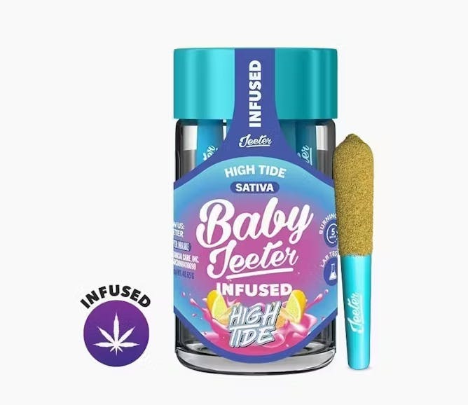 Product: Jeeter | High Tide | Infused Baby Pre-roll | 0.5g x 5 (2.5g) | Sativa