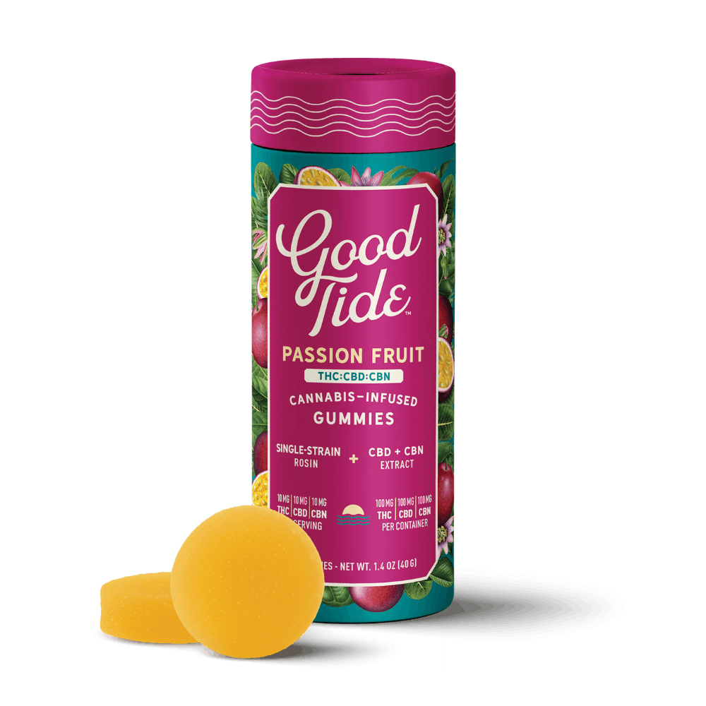 Product: 2:1:1 | Passion Fruit | 20mg THC x 10mg CBN x 10mg CBD | Rosin Infused | Good Tide