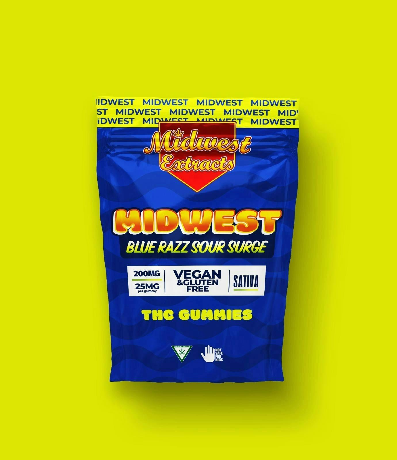 MIDWEST EXTRACTS | BLUE RASPBERRY GUMMIES - 8PK | 200MG