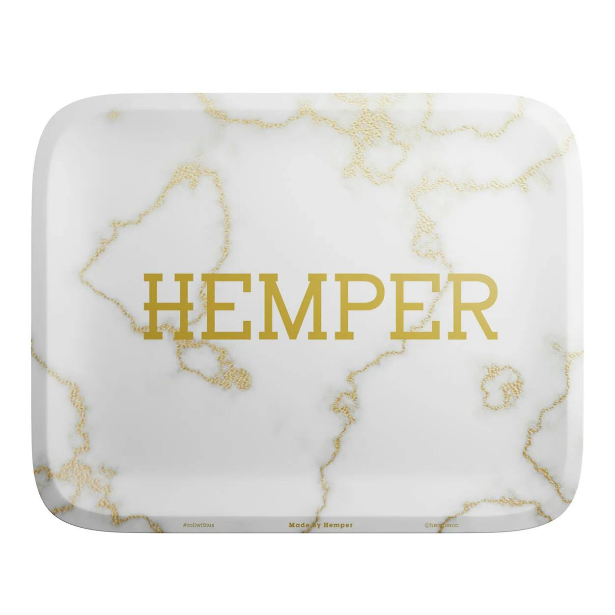 Accessories | Hemper | White/Gold Marble Rolling Tray | Small