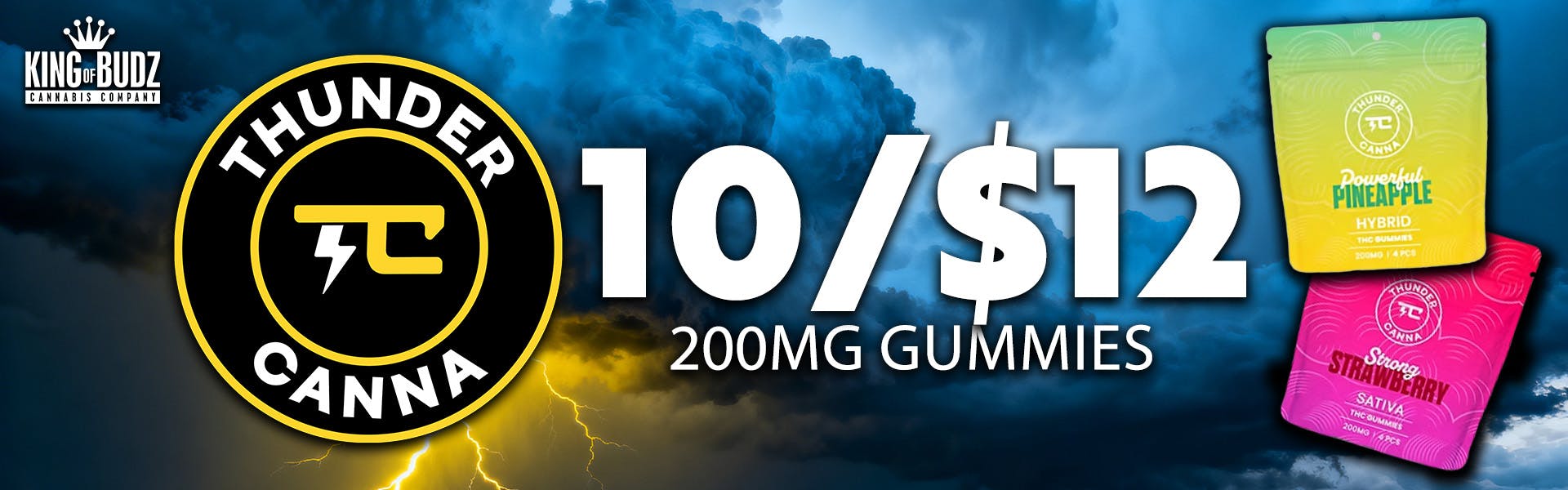 Thunder Canna -200mg Gummies - 10/$12
