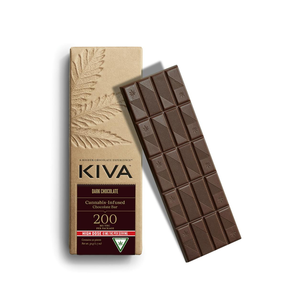 Photo of Kiva Dark Chocolate Bar [20pk] (200mg THC)