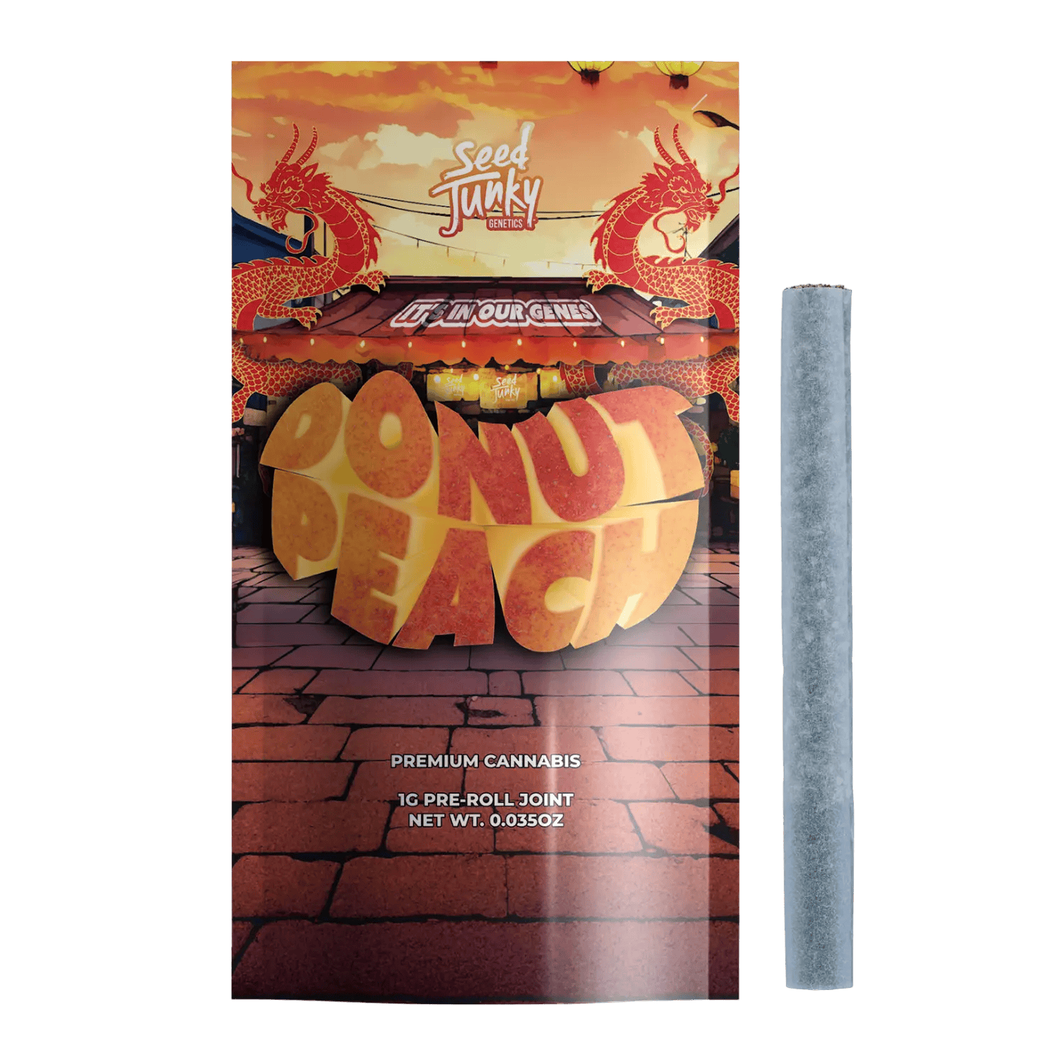 Donut Peach Pre-Roll Hybrid by Seed Junky – Pre-Rolls at Gatsby Cannabis