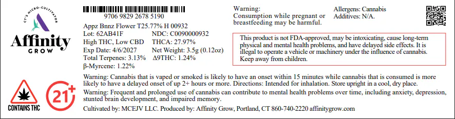 Appz Bnnz Flower T25.77 (00932) | Still River Wellness