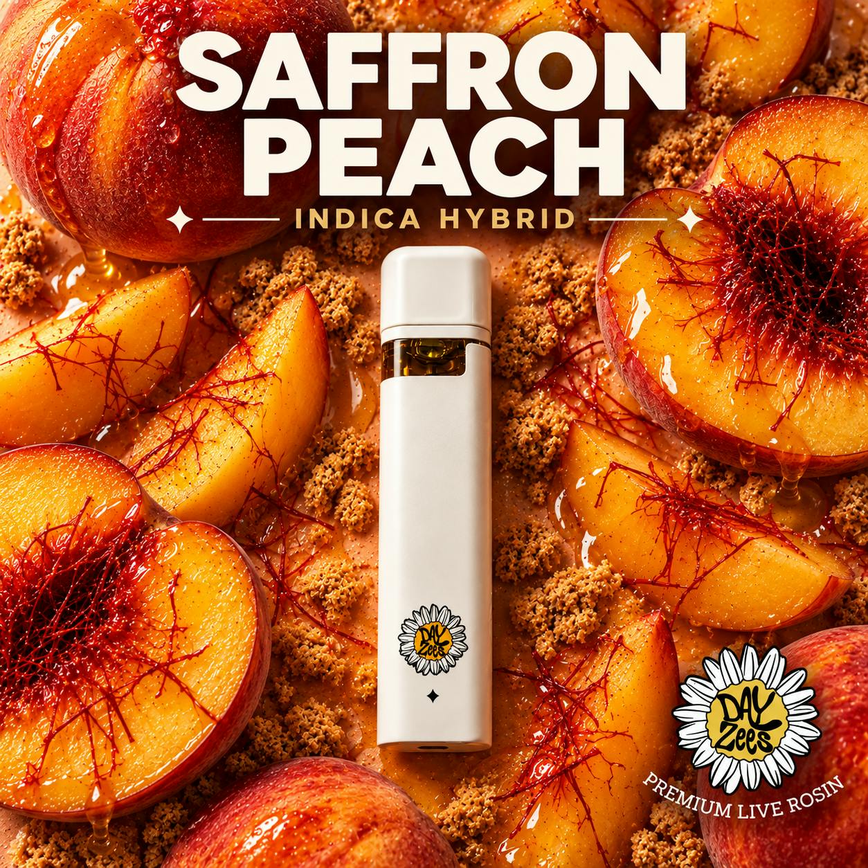 Saffron Peach Live Rosin Disposable 1G Indica / Hybrid by Dayzees – Vapes at Gatsby Cannabis