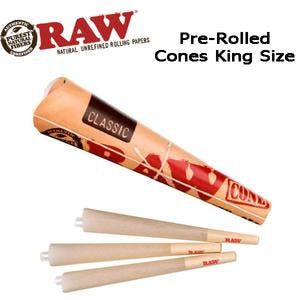 RAW Pre-Rolled Cones - King Size 3 Pack