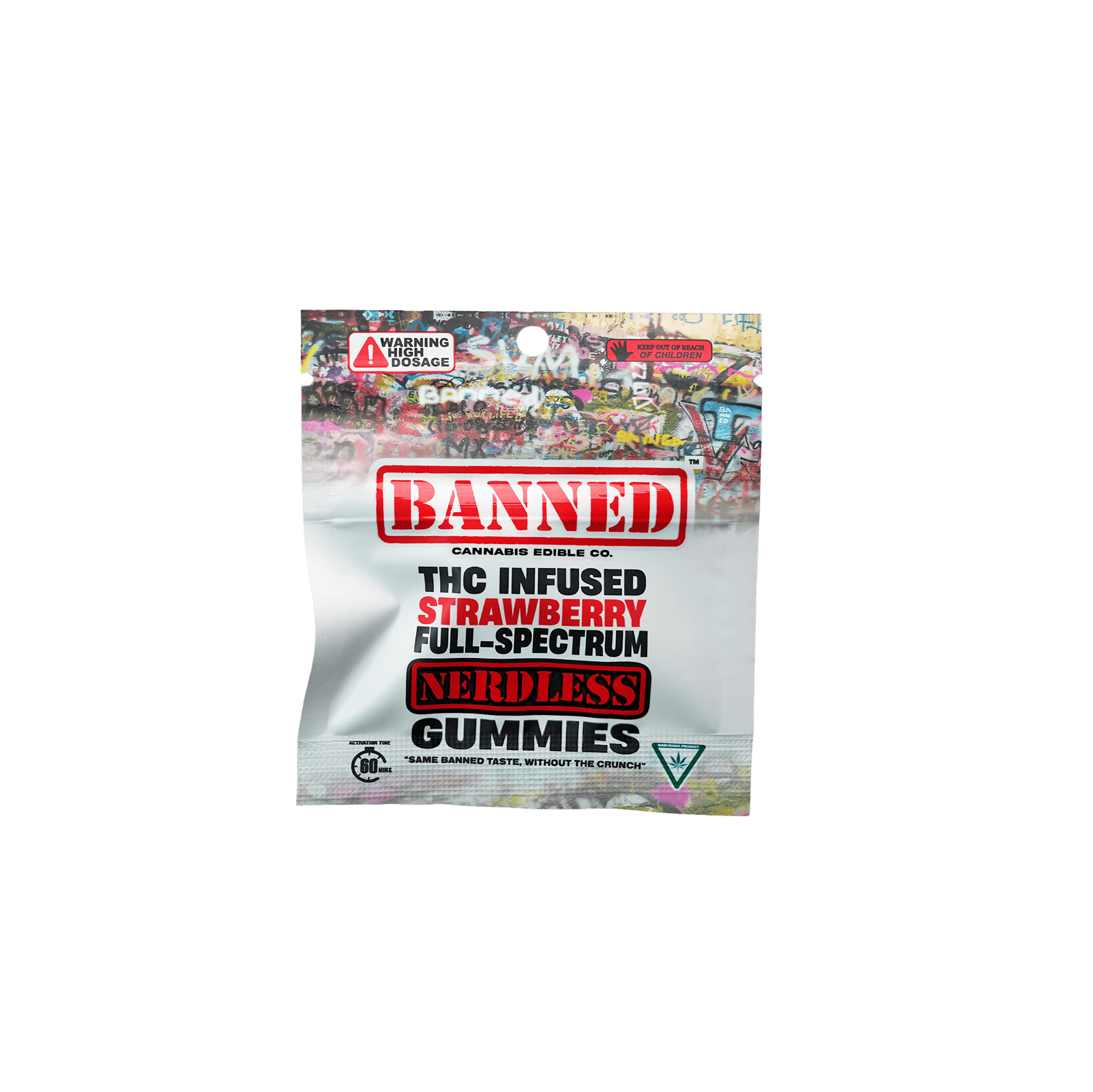 Banned | Single 200mg Nerdless THC Gummies | Strawberry