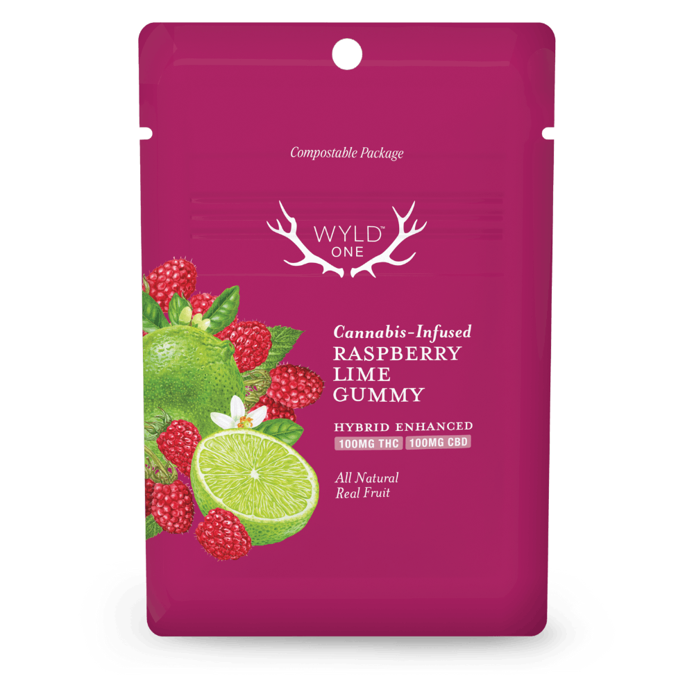 Product Wyld | Raspberry Lime | 100mg 1:1 CBD Hybrid Single Gummy