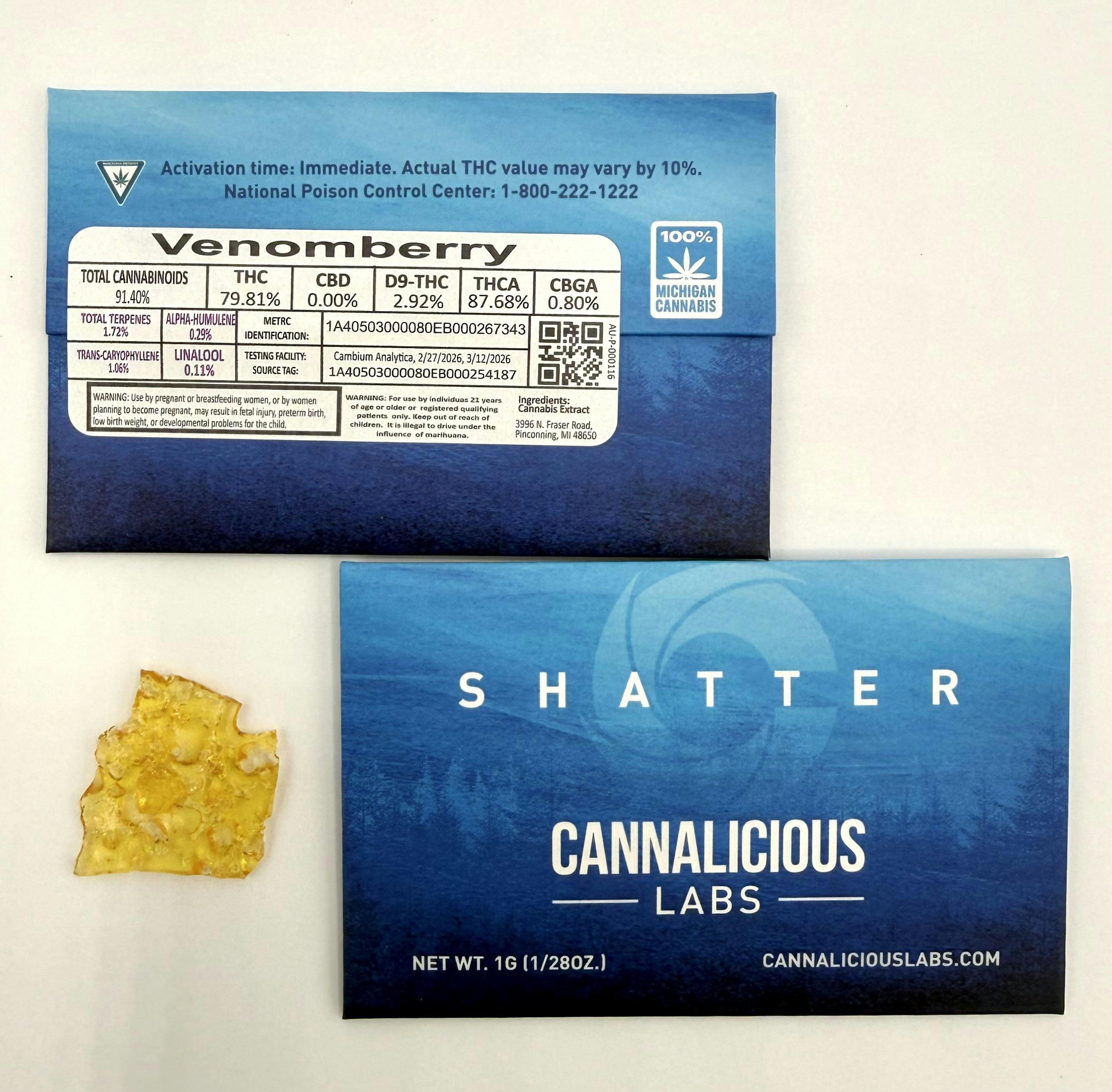 Cannalicious - 1g Shatter - Venom Berry