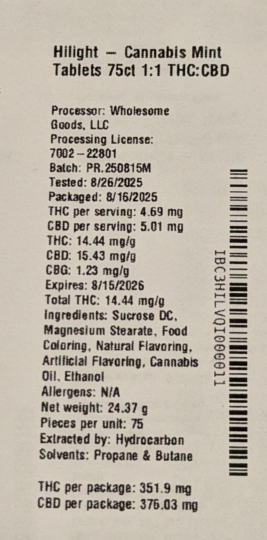 Mint Tablets 375mg (75-Pack | 5mg Each)