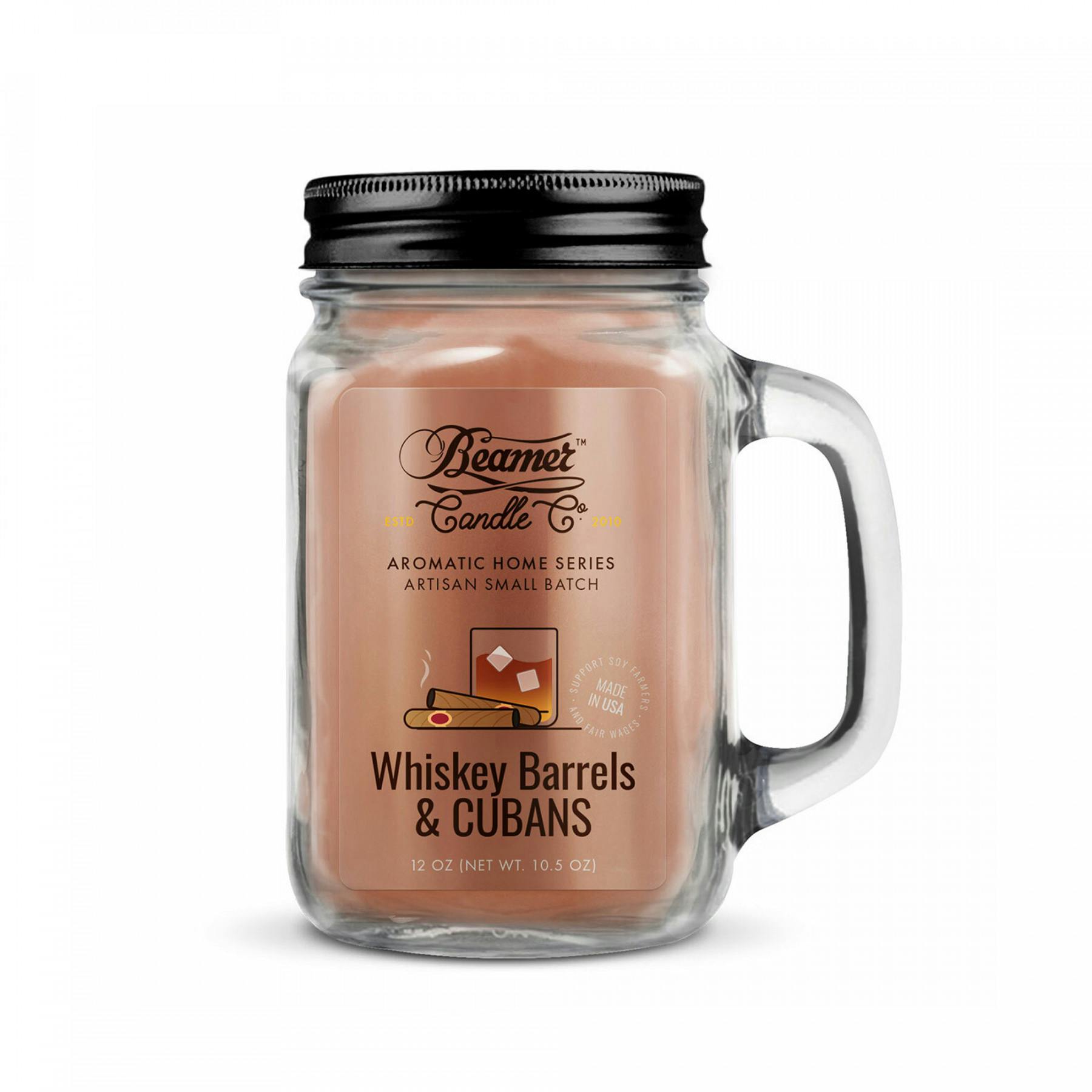 12oz Glass Mason Jar Candle - Whiskey Barrels & Cubans