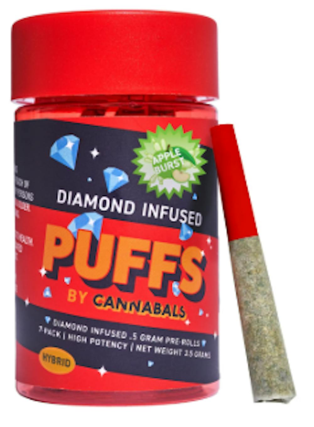 Product Diamond Infused Preroll | Apple Burst (H) | .5g 7pk Total) | Cannabals