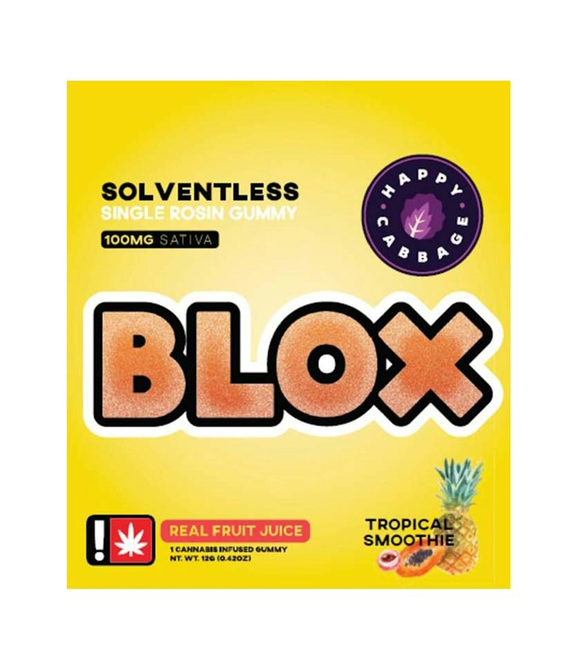 Happy Cabbage Blox 100mg TROPICAL SMOOTHIE Sativa Solventless