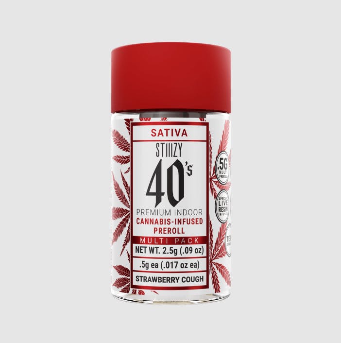 Stiiizy - 5-Pack .5g Live Resin Infused Prerolls - Strawberry Cough
