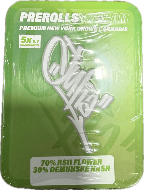 Julia | Infused Preroll | Hash Infused | RS 11 X Demunske Hash | 70% Flower X 30% Hash | .7g | 5 Pack | 3.5g | Hybrid | THC 36% Julia