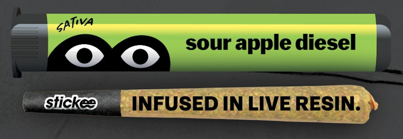 Stickee 1.2g Infused Live Resin Preroll Sour Apple Diesel