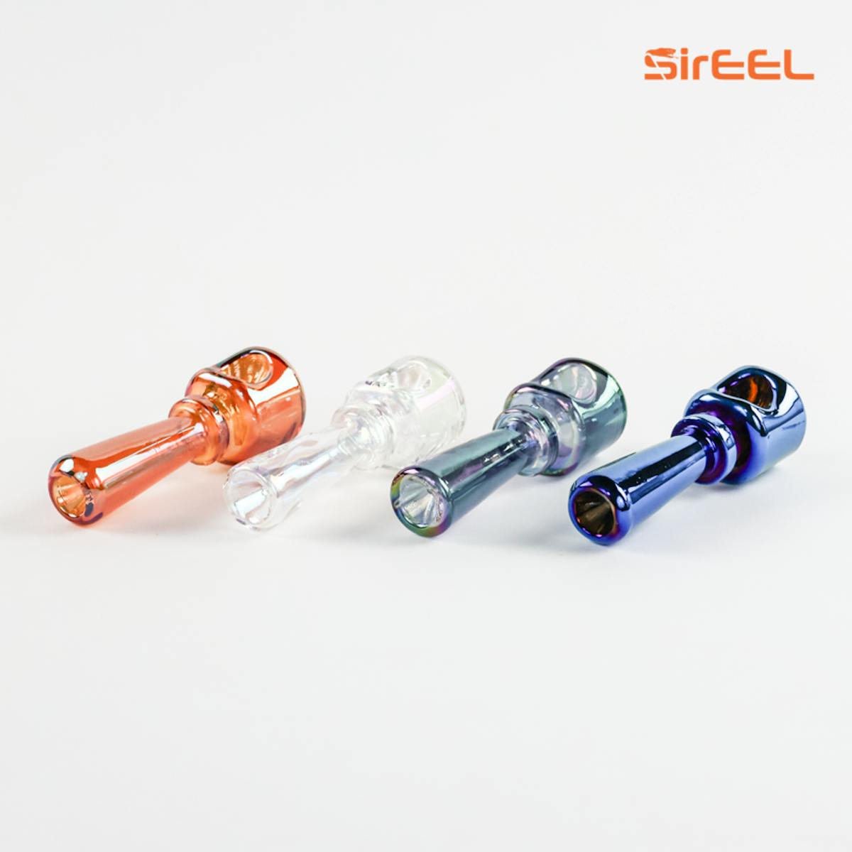 Photo of 4.5″ Iridized Stacked Geo Hand Pipe – SirEEL (Assorted Colors)