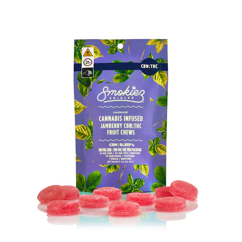 CBN:THC 1:1 Jamberry 100mg CBN:100mg THC Fruit Chews-2